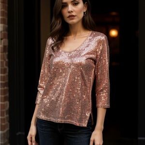 Elegant Rose Gold Sequin Blouse